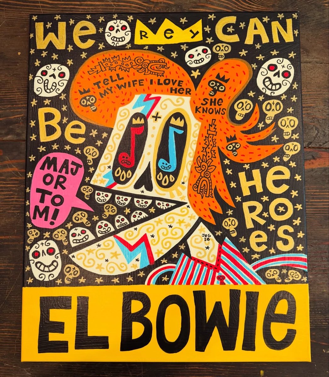 mexopolis's tweet photo. EL BOWIE, 16x20 acrylic on canvas. 
One of the new paintings for MUERTITOS, a new Dia de los Muertos art show at Bluemoon Gallery in San Miguel de Allende, Mexico! https://t.co/cJArAQv6l1