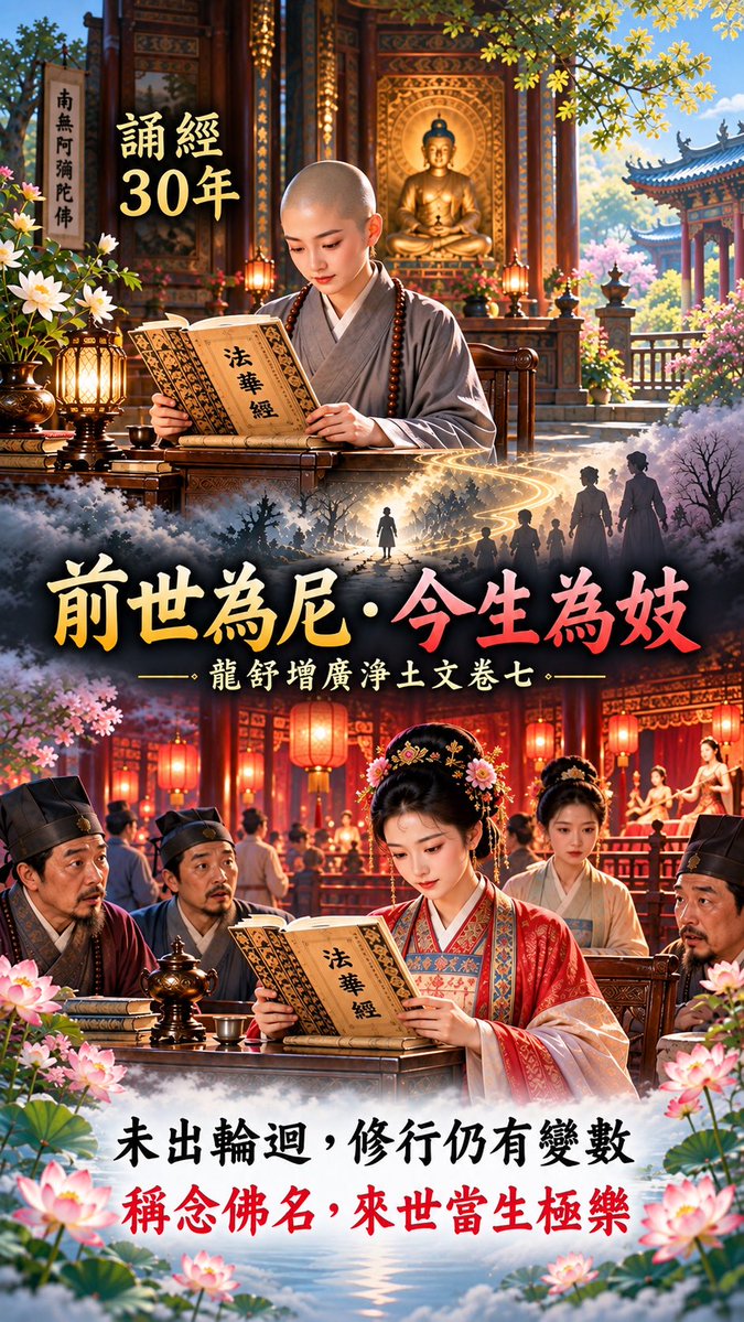sdnftsdnftsdnft's tweet photo. 《生死大事，福不能救》
歐陽修（字永叔）任潁州地方官時，遇到一位官妓，她說話時口中竟有蓮花般的香氣。有知宿命僧人說：這位女子前世是一名比丘尼，曾經誦《法華經》三十年，但因「一念之差」，今生轉世成為官妓。
眾人為了驗證，就問她：「妳以前讀過《法華經》嗎？」她回答自己淪落至此，哪有時間誦經。可是把《法華經》拿給她，她竟然可以非常流利地讀誦；換成其他經典，她卻讀不出來。
這則故事不是說誦《法華經》不好，而是用來強調「若未出輪迴，來世仍有變數；求生淨土則以出離生死為歸宿」！更要提醒人的，不是誦經沒有功德，而是有功德與了生死，是兩個不同層次的問題。
若仍在六道之中，福報、善根乃至修行因緣，都可能隨業力起伏。今生有幸遇到佛法，不求來世更好，而要把往生這件事真正確定下來。專稱「南無阿彌陀佛」，願生極樂，不把希望押在下一世還能不能修行。 #淨土宗 #南無阿彌陀佛 #念佛法門