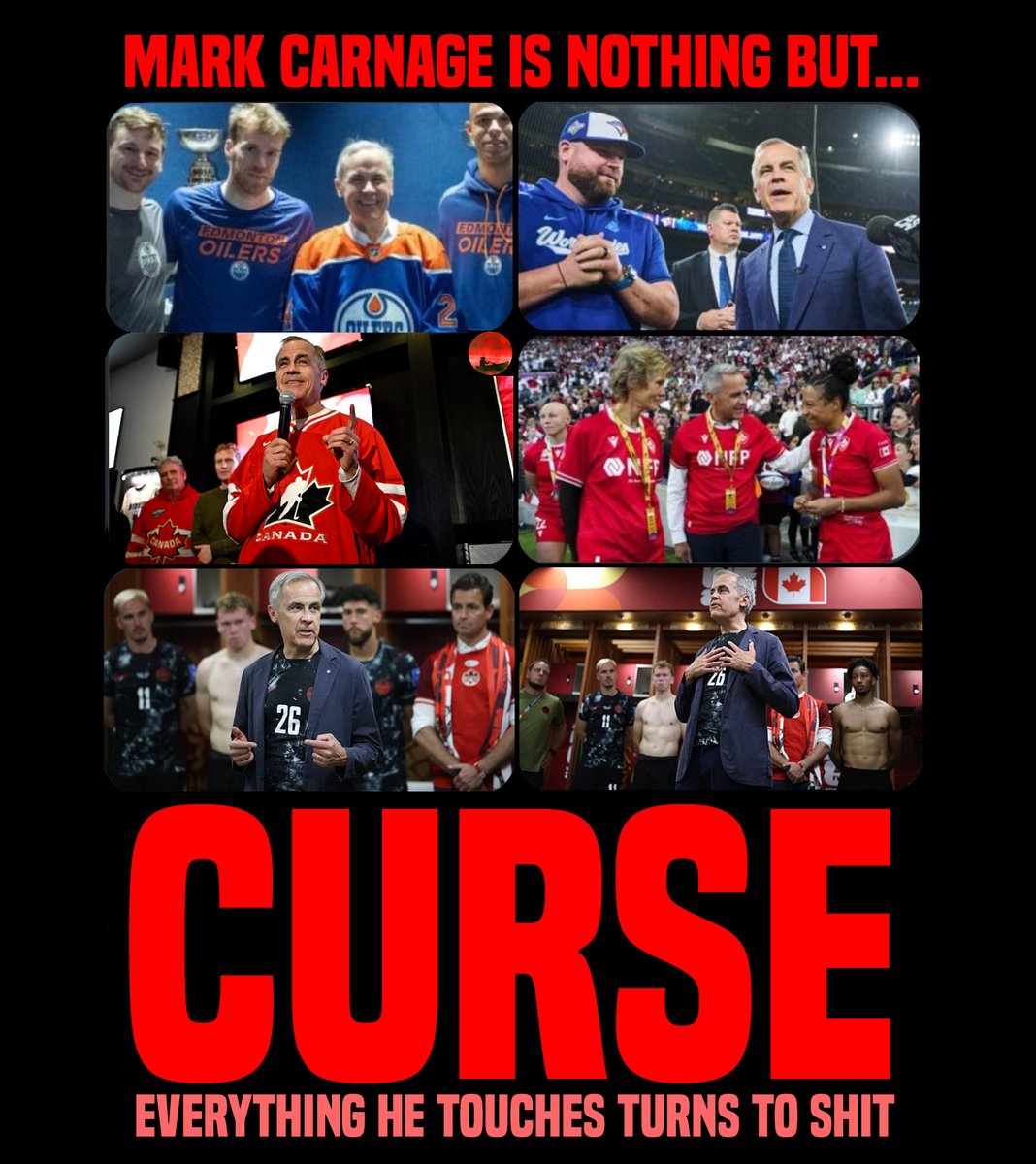 TEMP0RARY_NAME's tweet photo. It is actually very true... Mark Carney is a CURSE! https://t.co/dmw07uW8LP