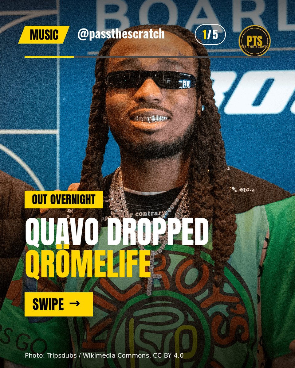 cryptonewb_e's tweet photo. Quavo's album QRÖMELIFE is out. Pharrell produced all 14 tracks. Offset is on "Away," their first song together since Culture III.
Per Complex. Trending on X this morning.
#Quavo #PassTheScratch https://t.co/dOciRzWui6