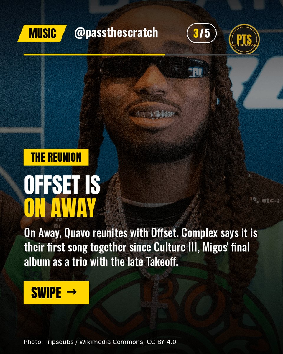 cryptonewb_e's tweet photo. Quavo's album QRÖMELIFE is out. Pharrell produced all 14 tracks. Offset is on "Away," their first song together since Culture III.
Per Complex. Trending on X this morning.
#Quavo #PassTheScratch https://t.co/dOciRzWui6