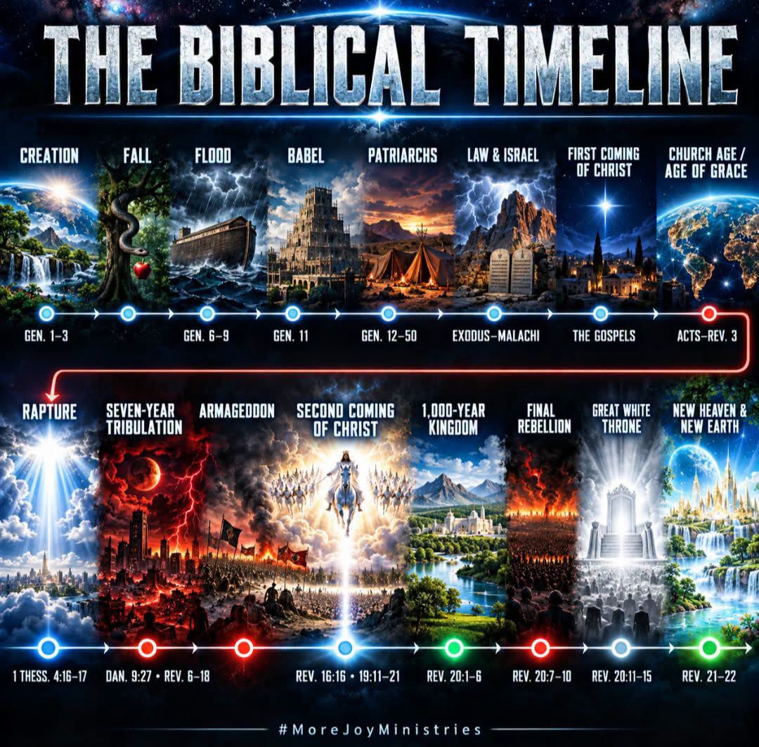NotEvolution1's tweet photo. THE BIBLICAL TIMELINE

The Bible tells us exactly where history started, why the world is broken, and where all of this is headed. https://t.co/vOgw5UrF2W