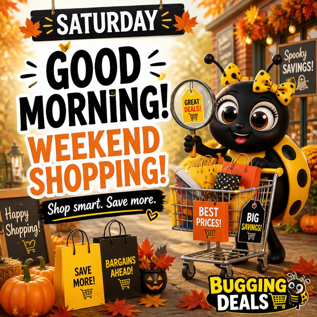 buggingdeals's tweet photo. 🎃🛒 Saturday = shopping day! 🐞🍂

Before you hit BUY, pause, compare, and check for a better price. 👀💰

🍁 Bugging Deals is hunting for bargains all October long!

👉 Shop smart. Save more.

#BuggingDeals #OctoberDeals #WeekendDeals #DealHunters https://t.co/bjTfEYuatE