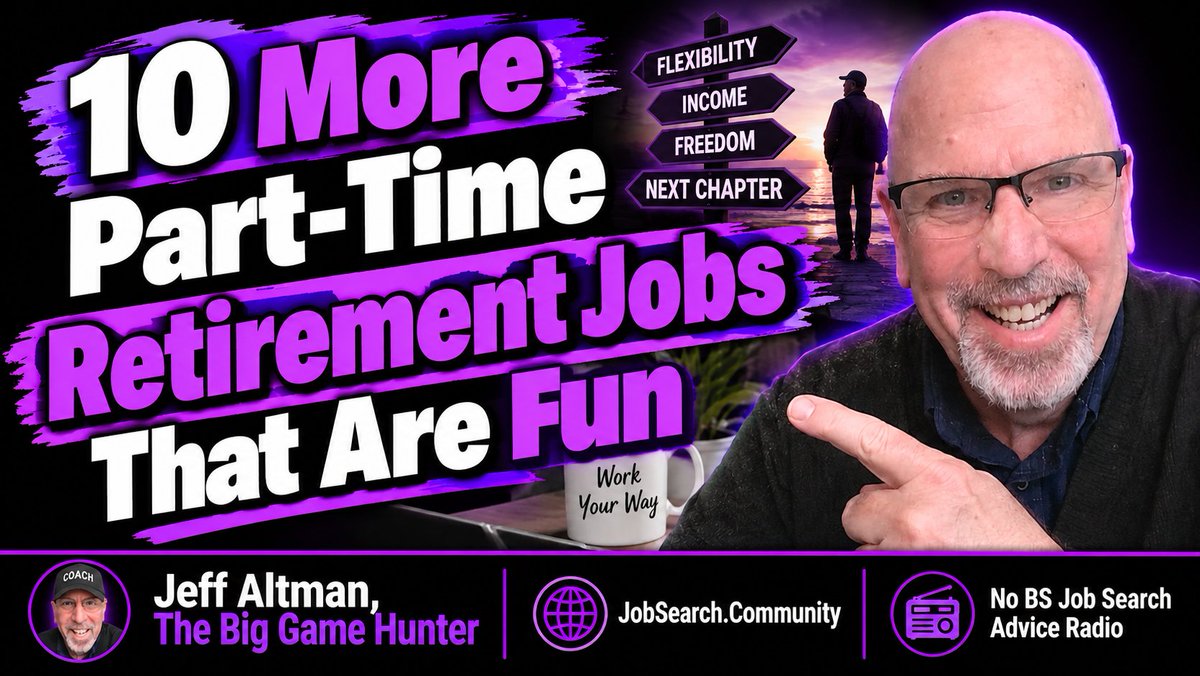 JeffAltmanCoach's tweet photo. Here are 10 part-time jobs designed to maximize your lifestyle, keep your mind sharp, and protect your hard-earned benefits. https://t.co/qNP8pvkkmx #retirementjobs #parttimejobs #jobsforseniors #seniorcitizens #careertransitioncoaching #jobsearchtv #unretirement https://t.co/MXdSCV6qd8