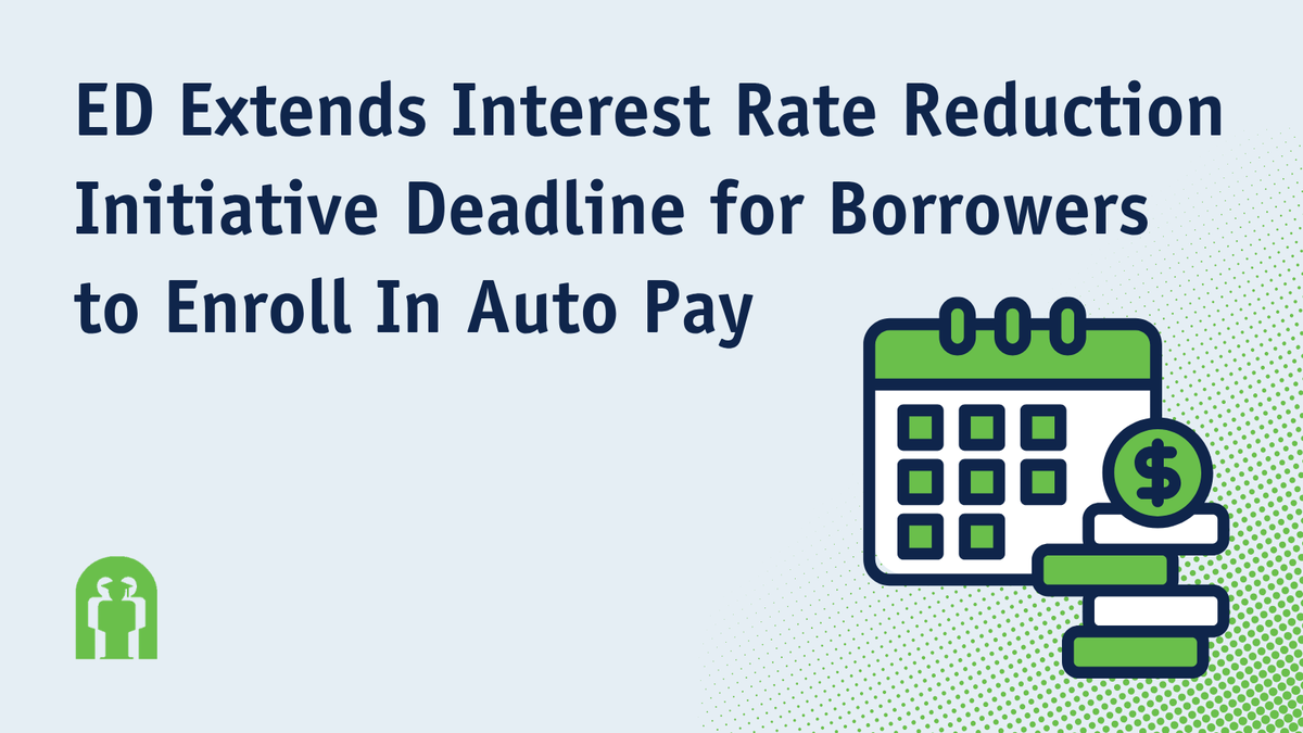 nasfaa's tweet photo. The Department of Education announced that it is extending the sign-up deadline to December 31, 2026, for its temporary initiative in which borrowers enrolled in autopay receive a 1% interest rate reduction on their federal student loans. https://t.co/zxBy2KOtCN