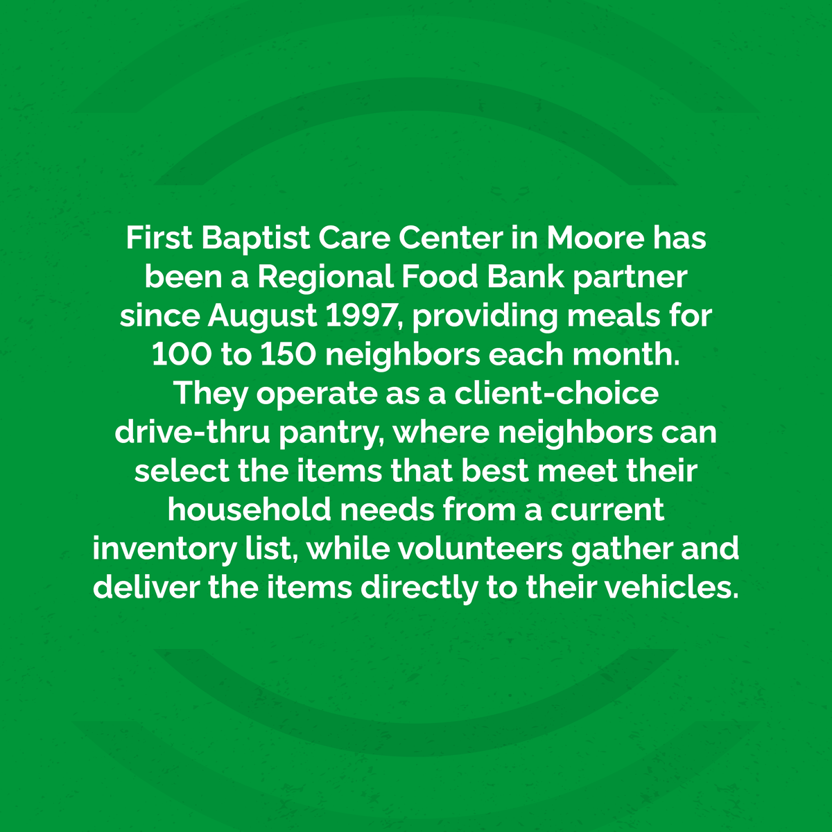 rfbo's tweet photo. This week's Partner Spotlight is First Baptist Care Center in Moore! Thank you for being such amazing partners. https://t.co/CyoECmcdvI