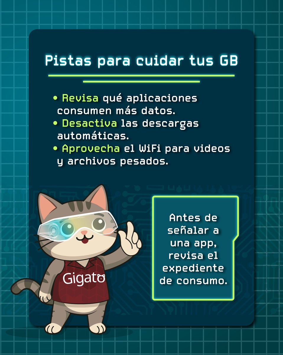 Profeco's tweet photo. Abrimos un nuevo expediente y encontramos algo interesante: a veces, los responsables de que tus GB desaparezcan no son quienes parecen.

Porque cuando se trata de datos móviles, las apariencias pueden engañar.

Pon atención a tus hábitos, revisa tu consumo y descubre qué está pasando realmente con tus GB.

#ExpedienteGB #Gigato #BandiData #Profeco #Telecomunicaciones #DatosMóviles