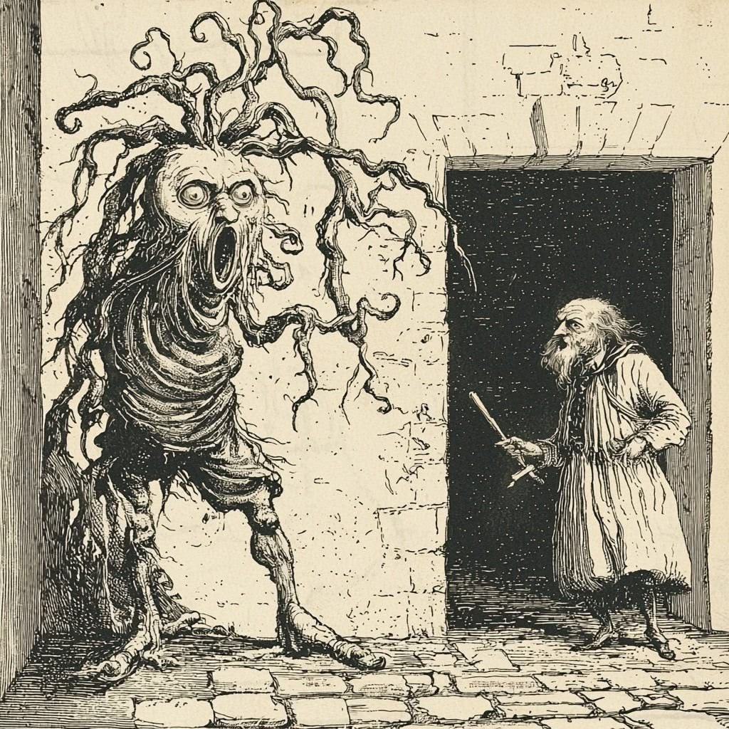 BluebellRaven's tweet photo. 1883 wood-engraved illustration titled "Gnarled Monster" by artist Charles Brun, created for George MacDonald's fantasy novel The Princess and Curdie. https://t.co/IFn3Kgj3SQ