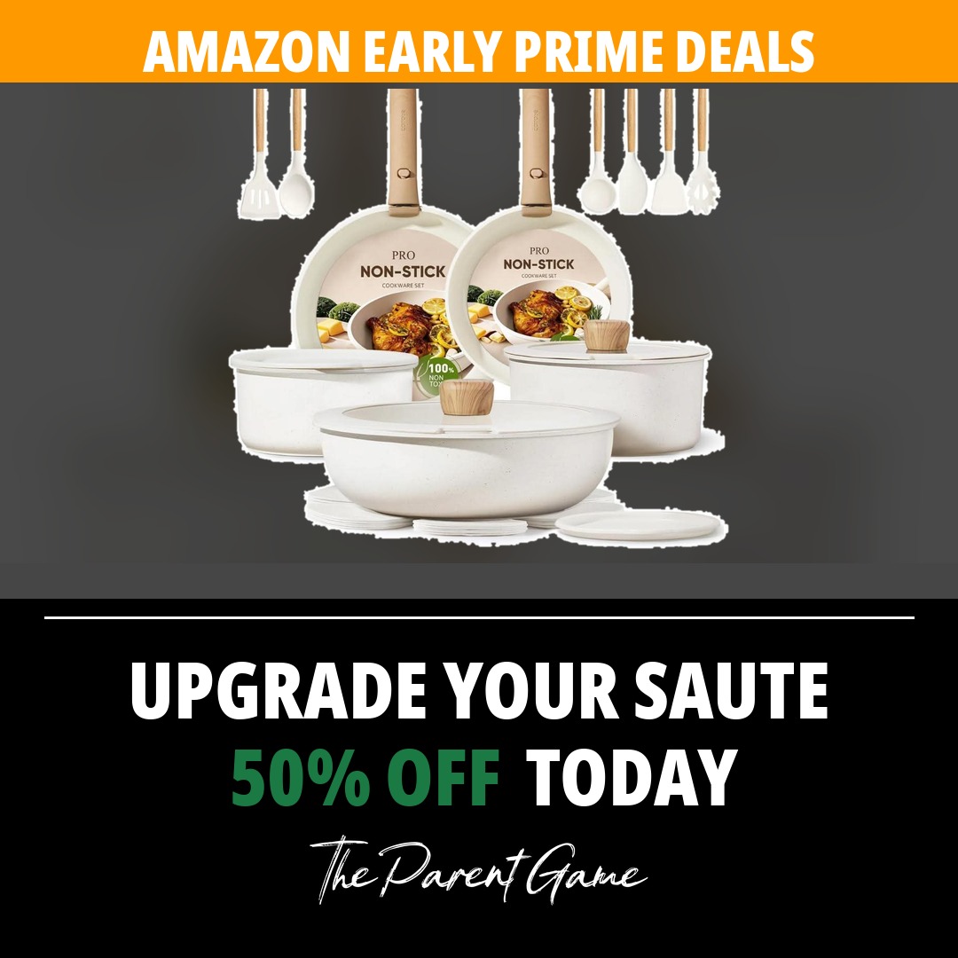 The_Parent_Game's tweet photo. Friday night plans: a kitchen glow-up. Dinner just got an upgrade during Amazon Early Prime Deals: this nonstick pot and pan set is 50% off today.

https://t.co/iv1uYh5IhE affiliate link #ad

#amazonfinds #amazonprimeday #FridayNight https://t.co/F9h9v5VNrk