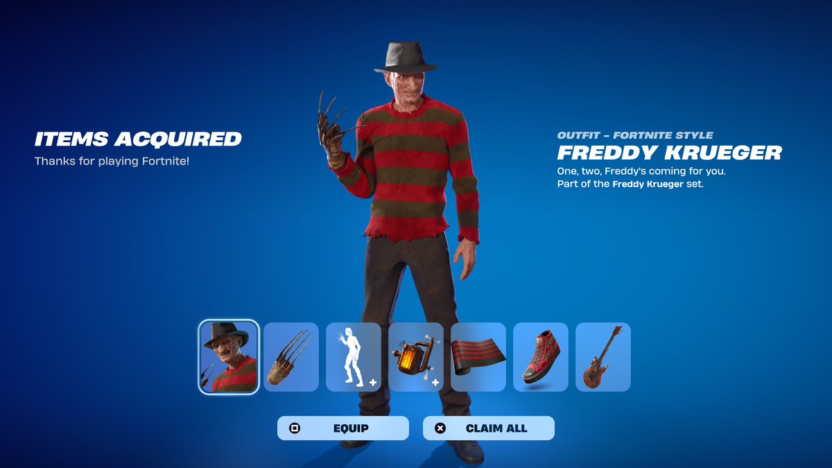 FortniteFNLK's tweet photo. Fortnite Freddy Krueger Skin Giveaway 🎁

To Enter: 
❤️♻️ LIKE &amp; RETWEET
📲 FOLLOW @FortniteFNLK @braniyt 
🛑 SUBSCRIBE https://t.co/D1nREDEg7l
🎙️JOIN DISCORD https://t.co/5Hh97mqGxy
✅ COMMENT “DONE” https://t.co/izVrrRTg4O