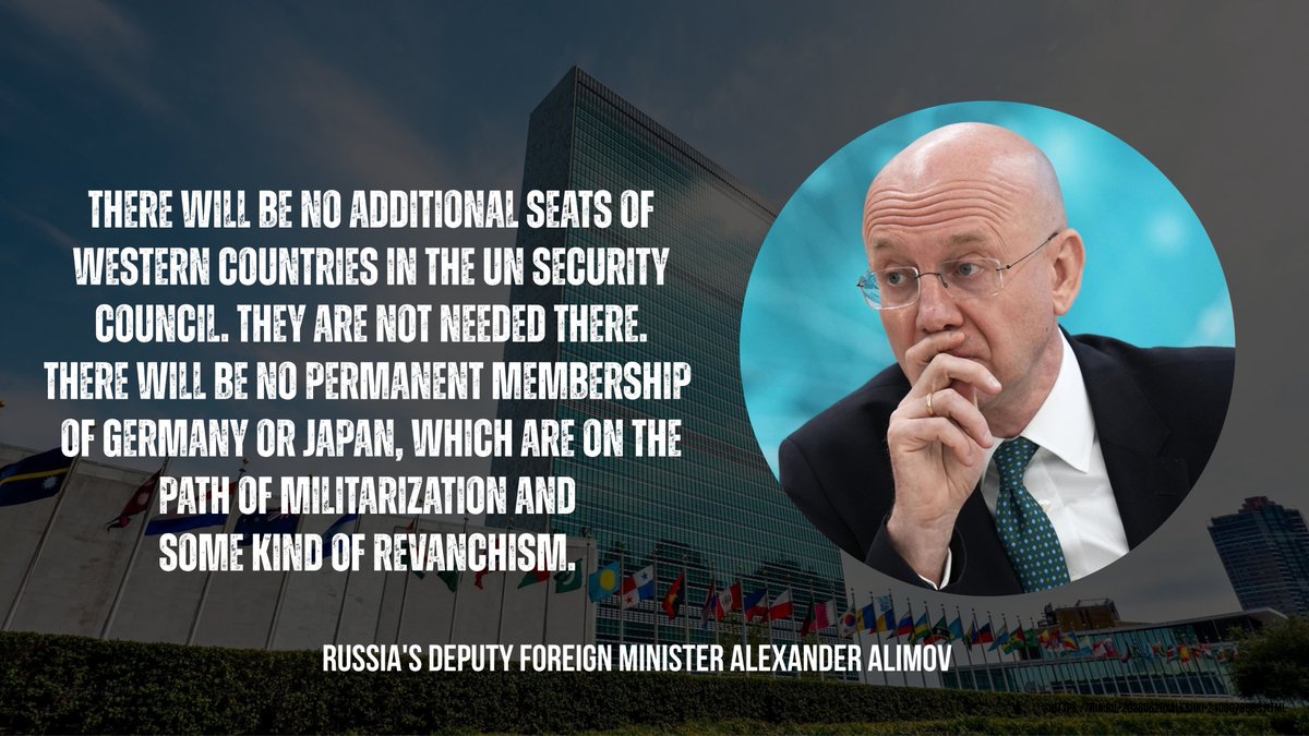 RussianEmbassyC's tweet photo. 💬Deputy FM Alexander Alimov:

The number of #UNSC members should increase, but be balanced. It cannot be inflated to a huge number of members, a little more than 20. It should increase at the expense of the global majority of Asia, Africa, Latin America, Brazil, India. https://t.co/LIs0zh54cF