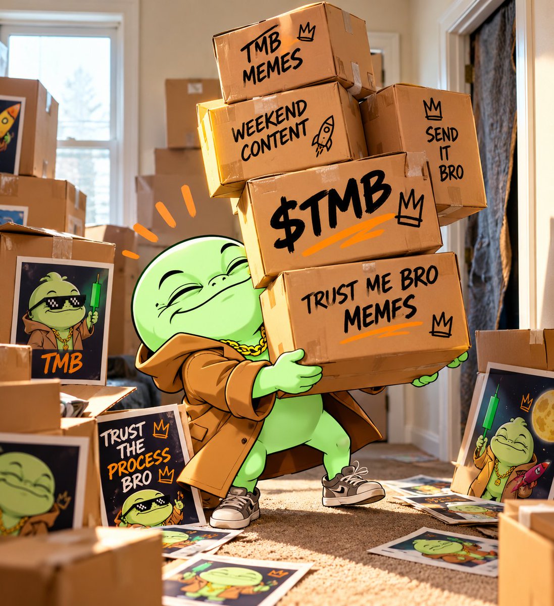 tmbmeme's tweet photo. @binance Need weekend content?
We have a warehouse full of it. 📦
Unfortunately, every box just says trust me bro.
$TMB 😂 https://t.co/oUo1rmuMFa