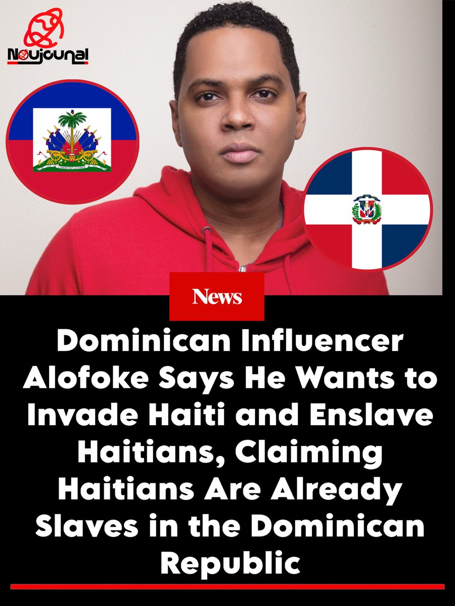 haiti_boiii's tweet photo. Dominican influencer Santiago Matías, known as Alofoke, has said he wants to invade Haiti, take control of its beaches and commerce, and make Haitians his slaves, while claiming that Haitians are already slaves in the Dominican Republic.

The comments have drawn attention because Alofoke is one of the Dominican Republic’s most prominent media personalities, with millions of followers across social media and a large audience that follows his shows, commentary and online content.

Matías has also expanded his presence into politics and has expressed ambitions of becoming a national political leader. His growing political profile has led some Dominicans to publicly support the idea of him becoming president.

His connection to Haiti has also been discussed publicly, including claims that his mother previously worked in Haiti. Despite that connection, his comments about Haitians have continued to generate controversy, particularly among Haitians and others following relations between Haiti and the Dominican Republic.

As Alofoke continues to build his influence in Dominican media and politics, his statements about Haiti and Haitians are receiving increasing attention, especially because of the size of his audience and his political ambitions.