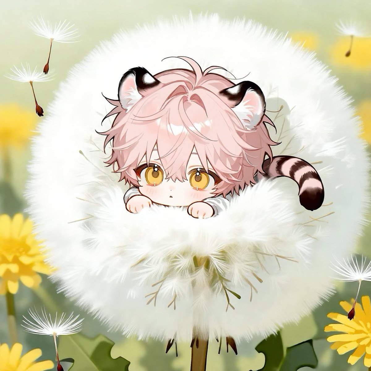 31wcq_'s tweet photo. 민들레 숨숨집~

chibi, micro size, tiny person, (wide-eyed:1.5), (alert expression:1.4), (looking forward:1.3), nested inside a giant dandelion puff ball, cozily resting but wide awake, detailed fur texture, (soft fuzz:1.3), translucent seeds, pastel colors, soft atmosphere, https://t.co/vljqKqvtc0