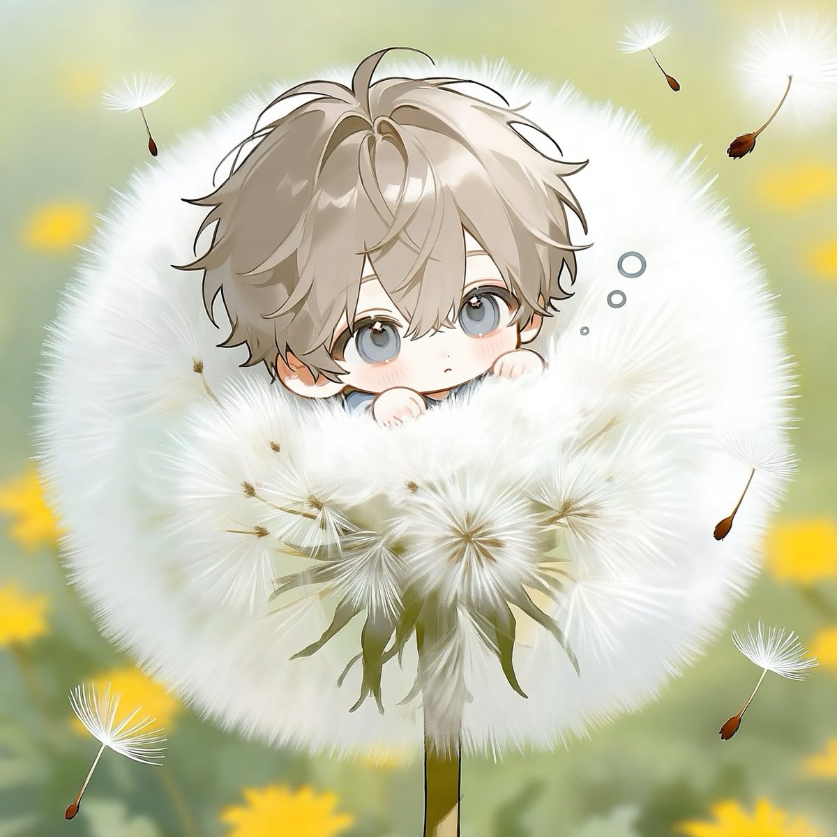31wcq_'s tweet photo. 민들레 숨숨집~

chibi, micro size, tiny person, (wide-eyed:1.5), (alert expression:1.4), (looking forward:1.3), nested inside a giant dandelion puff ball, cozily resting but wide awake, detailed fur texture, (soft fuzz:1.3), translucent seeds, pastel colors, soft atmosphere, https://t.co/vljqKqvtc0