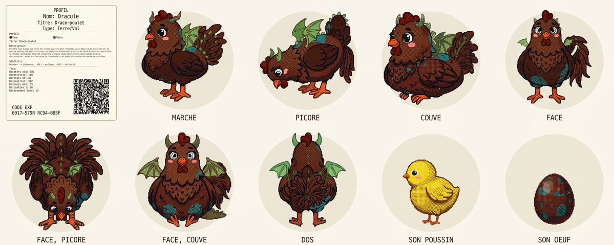 hodler_btc's tweet photo. Just unlocked my very first dragon chicken in this wild mutant genetics game! 🐔📷Meet Dracule, the spotted rock’n’roll dragon hen with horns, green wings and pure attitude. Genetics + heredity = pure chaos and I love it. #MutantChicken #DragonHen #ChickenGenetics #IndieGame https://t.co/cmMxPsMkoq