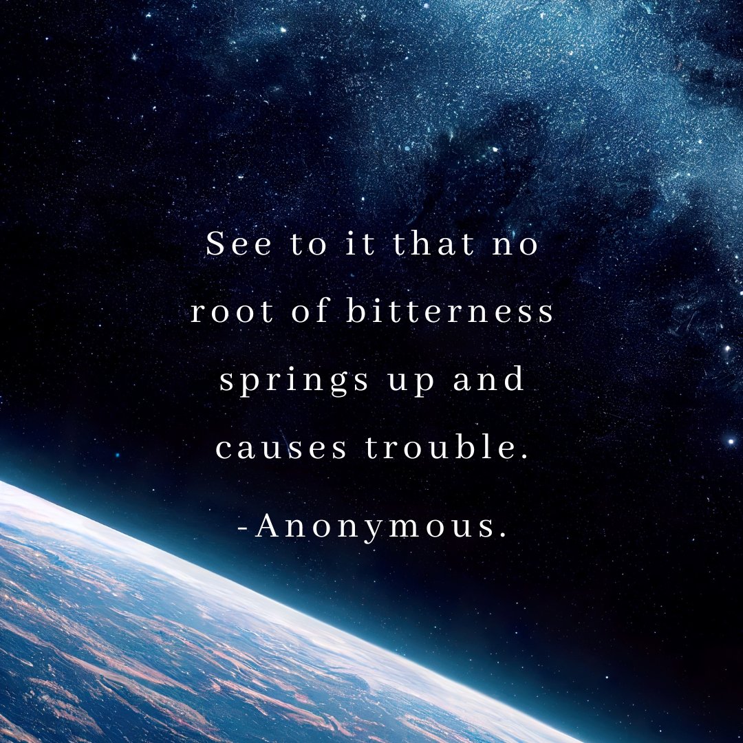 MitziThinkInc's tweet photo. Thought of the day…
“See to it that no root of bitterness springs up and causes trouble.” -Anonymous.
#quotesforyou #quotesdaily #wisewords #wordsofreflection https://t.co/el6qXkvCSY