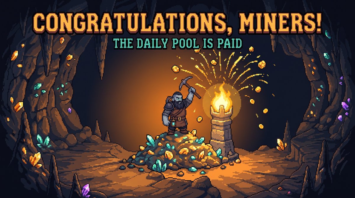 hollowfallgame's tweet photo. 🏆 Day 1 of Season 1 is settled, paid in real $ORE.

24 miners went down on day 1. Congratulations to our winners:

🥇 0x7c0f…aa6f · 3,495 $ORE
daily pool + daily tournament win + daily goals

🥈 0x59d8…347e · 200 $ORE
daily goal

💡 Only paid runs earn rewards. Practice is free for learning the caves, but the daily pool, tournaments and goals pay paid runs only.

Want a share of tomorrow's pool? Deposit $ORE, pick your kin and go down on a paid run ⛏️

https://t.co/boGupFJEk4

#Hollowfall #RobinhoodChain #GameFi #Web3Gaming #PixelArt