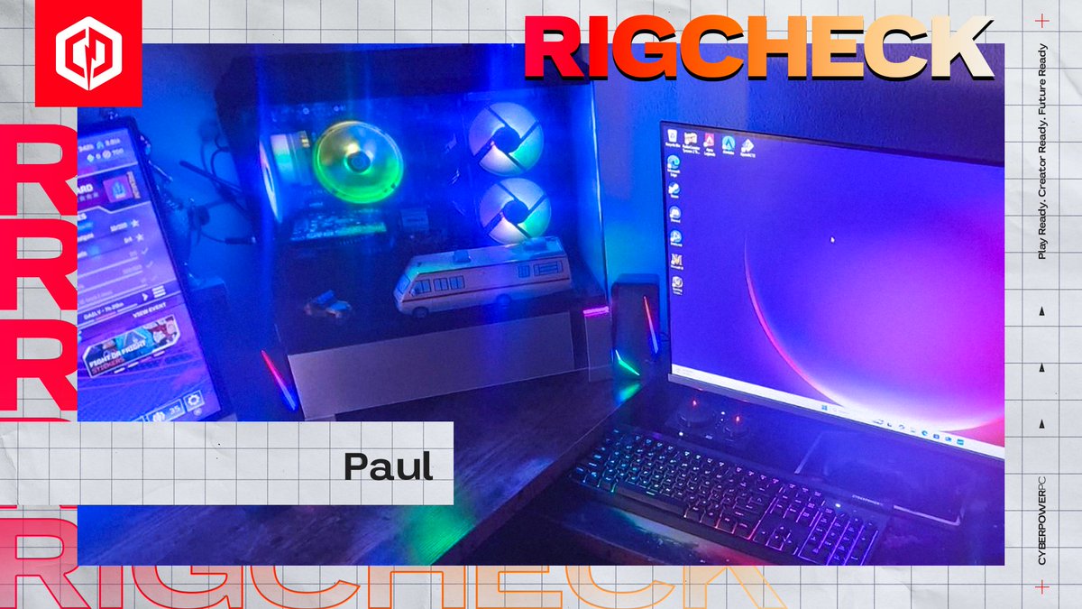 CYBERPOWERPC's tweet photo. Congratulations to Paul for taking this week’s Rig of the Week! 🔥 Every Friday we’ll reveal a new Rig Check feature! 🏆

So if you got a setup you’re proud of, submit a picture and show it off! (Must be a CyberPowerPC only) 📷 

How to enter: Tag @cyberpowerpc in your setup post or Submit your rig on our Google Form: https://t.co/C5E7fBqD7K

 We can’t wait to see your setups!🔥
#RigCheck #SetupGoals #CyberPowerPC #GamingSetup #PCSetup #RGBSetup