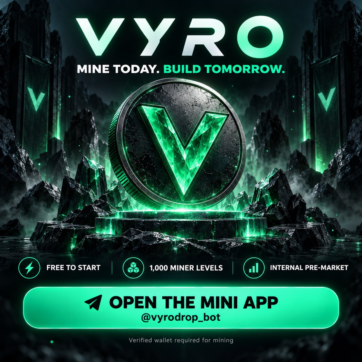 tonrunapp's tweet photo. 💚 VYRO is live on Telegram!

🚀 Start free mining
💎 Unlock 1,000 Miner Levels
🎁 100 VYRO per qualified friend + 5% of their claimed mining rewards
📈 Explore the TON pre-market

👉 https://t.co/5TZHVqOM3F

#VYRO #TON https://t.co/0aWxsISqbC