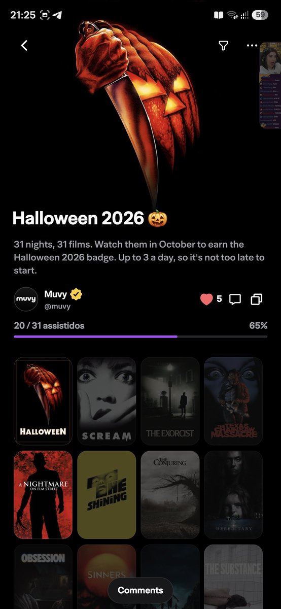 Henrifdez's tweet photo. @getmuvy I've watched 20 films from the list, but there's no progress in achieving the goal. https://t.co/CEOGQBygBF