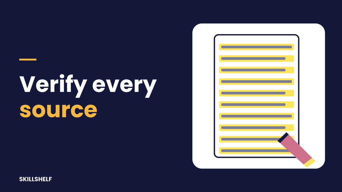 Ski11shelf's tweet photo. Researching with AI? Ask for search terms and source types, not citations. It can invent sources that look real. Open every one yourself. Link in the comments 👇 #StudyHacks #AIforStudents https://t.co/9dEhOPggS4