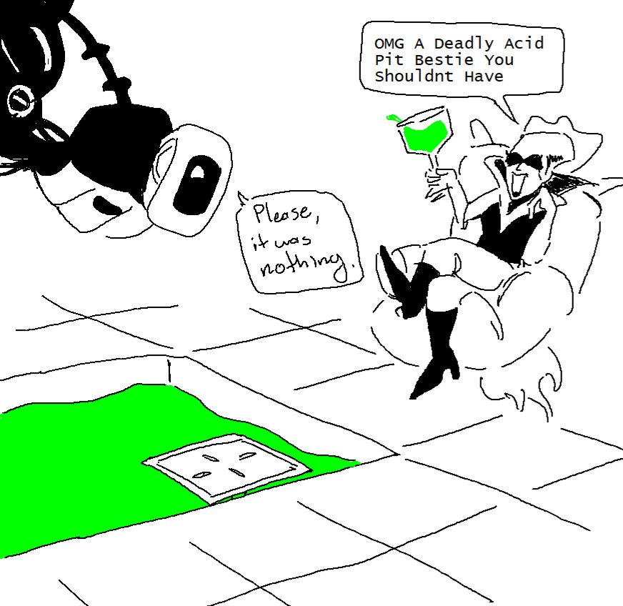 Sal_Predebut's tweet photo. portal 2 x deltarune crossover glados queen acid pit art meme https://t.co/s3um69Muxy