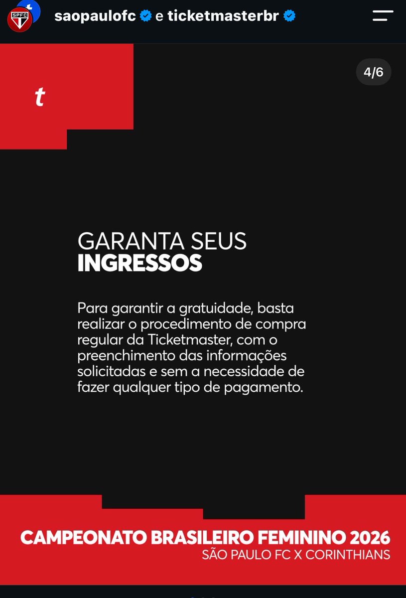 acompanheospfc's tweet photo. ATENÇÃO: os ingressos no site esgotaram, mas a TicketMaster em parceria com o São Paulo está disponibilizando GRATUITAMENTE alguns ingressos!!! Quem não conseguiu, CORRE PARA GARANTIR!!!!!!!!!

VAMOS LOTAR O MORUMBIS!!!
Link: 
https://t.co/pXbYzzqwaB https://t.co/pMNKegdwjP