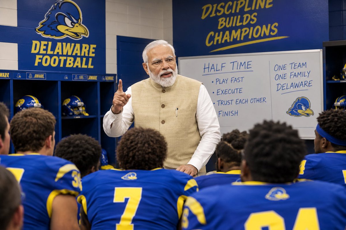 PrimeMinister50's tweet photo. Thank you @Delaware_FB for allowing the Prime Minister to give the halftime speech this evening.

Let’s go cover +14! https://t.co/cBSNIUNhcp