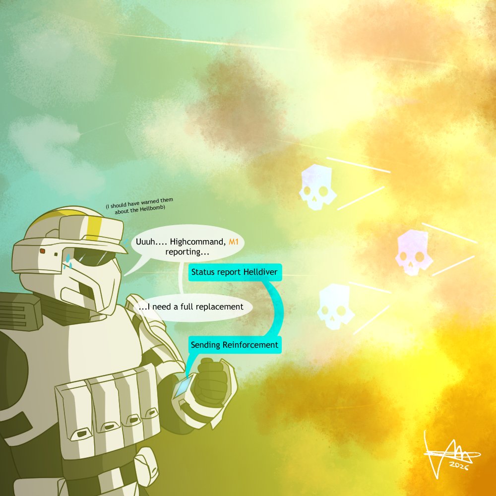 Their_Maker's tweet photo. Day 2 - Squad 

#Inkdivers #Helldivers2 https://t.co/sd64KcDukN