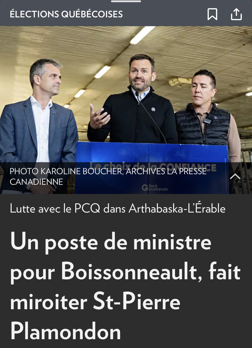 Patrickdery's tweet photo. C'est serré dans Charlevoix, on offre un rabais local sur l'essence. 

C'est serrré dans Arthabaska, on offre un poste de ministre.

Duplessis, sors de ce corps! https://t.co/ZzUN79VKt3