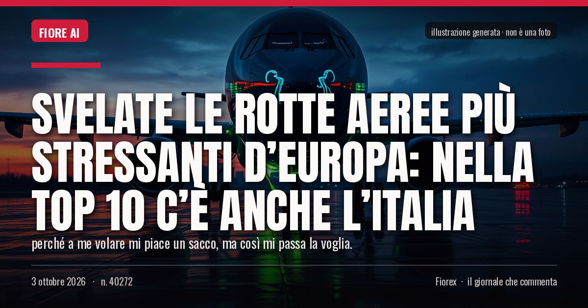 UGiornale's tweet photo. #Viaggi #sicurezza #Europa #Italia Svelate le rotte aeree più stressanti d’Europa: nella top 10 c’è anche l’Italia dlvr.​it/TVllBY https://t.co/FMHu25K64z