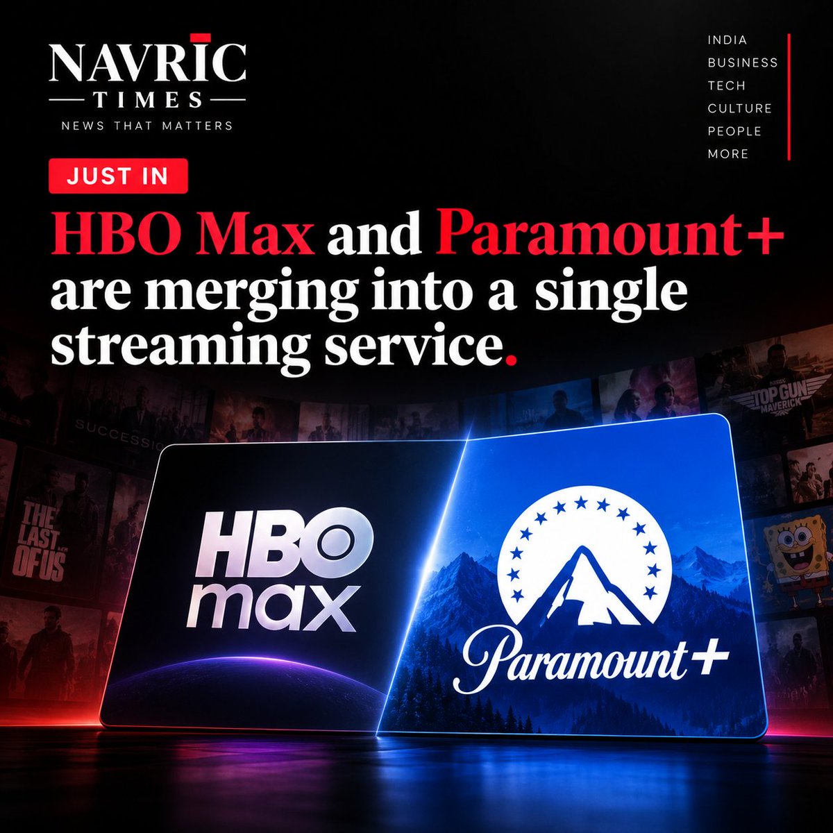 navrictimes's tweet photo. JUST IN: HBO Max and Paramount+ are reportedly merging into a single streaming service.

The move could reshape the global streaming landscape as major entertainment platforms continue to consolidate.

#HBOMax #ParamountPlus #Streaming #Entertainment #Thenavrictimes https://t.co/Bc7lTKJQJw