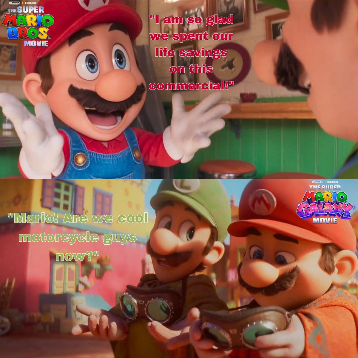 AcpLrp310's tweet photo. 🔴🟢Mario & Luigi's Introduction in the Mario Movies🍕🏜
🍄2023 vs. 2026 Parallel🌌
#Mario #Luigi #Introduction
#SuperMarioBrosMovie #SuperMarioGalaxyMovie
#SuperMario #Nintendo #illumination
#Parallel #Comparison #Edit https://t.co/vX8iu2LlpH