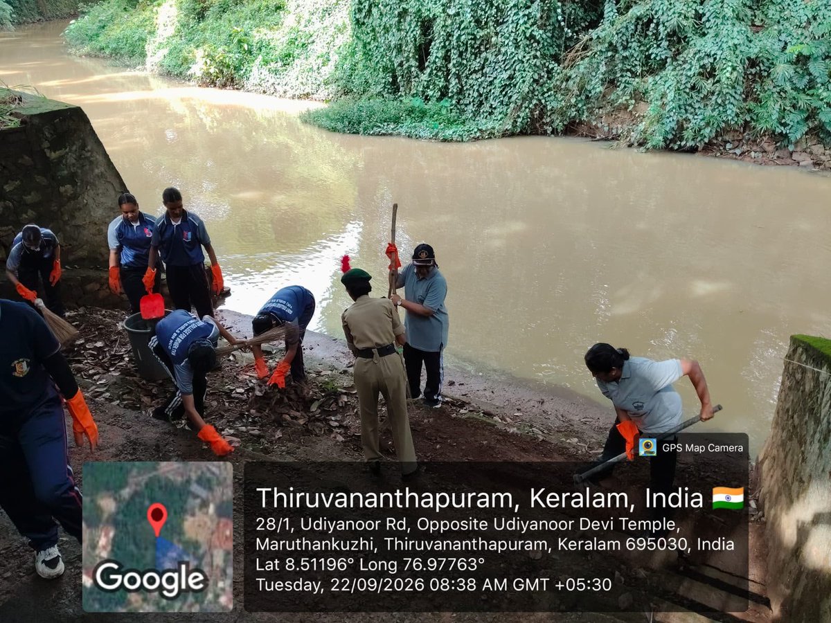GcwTvm's tweet photo. 🌊 World Rivers Day
NCC Unit, GCW Thiruvananthapuram, conducted a river cleaning drive at Maruthamkuzhi River on 22 Sept 2026, promoting environmental conservation and responsible waste management.
#NCC #WorldRiversDay #GCW #RiverConservation https://t.co/NjlntnKvzj