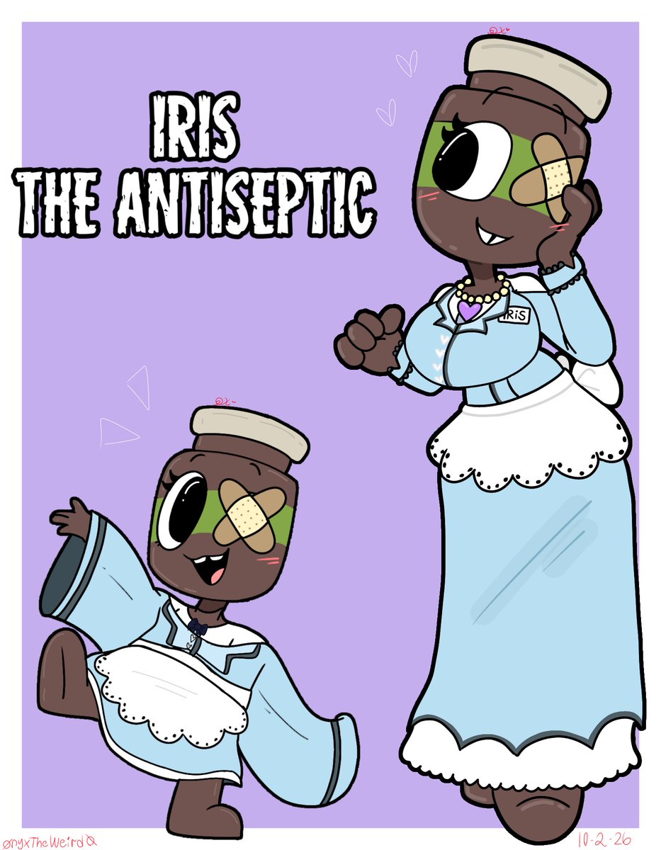 OnyxTheDrawer's tweet photo. BEHOLD! ANOTHER CHARACTER FROM THE SEASON 2 AU!! 
Iris the Antiseptic! THE NURSE OF GARDENVIEW!

#iris #season2au #dandysworldoc #dandysworldau #Dandysworld https://t.co/30O30qrLC8