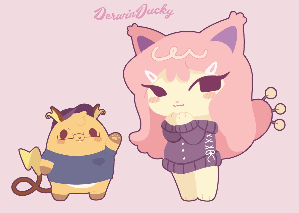 derwinducky's tweet photo. Our ocs got isekai'd into the Pokemon world,
and naturally a mus and a kitty would be Raichu x Skitty :3
#pokemon #raichu #skitty #ocs https://t.co/nzTJsiiPnV
