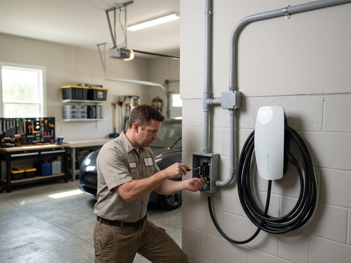 shockingnewnan's tweet photo. Properly installed EV charging stations require precise circuit load calculations to ensure your home electrical panel remains safe and efficient. When work is done right, it avoids the risks associated with overheating or improperly sized wiring. https://t.co/8hZGYUUukY