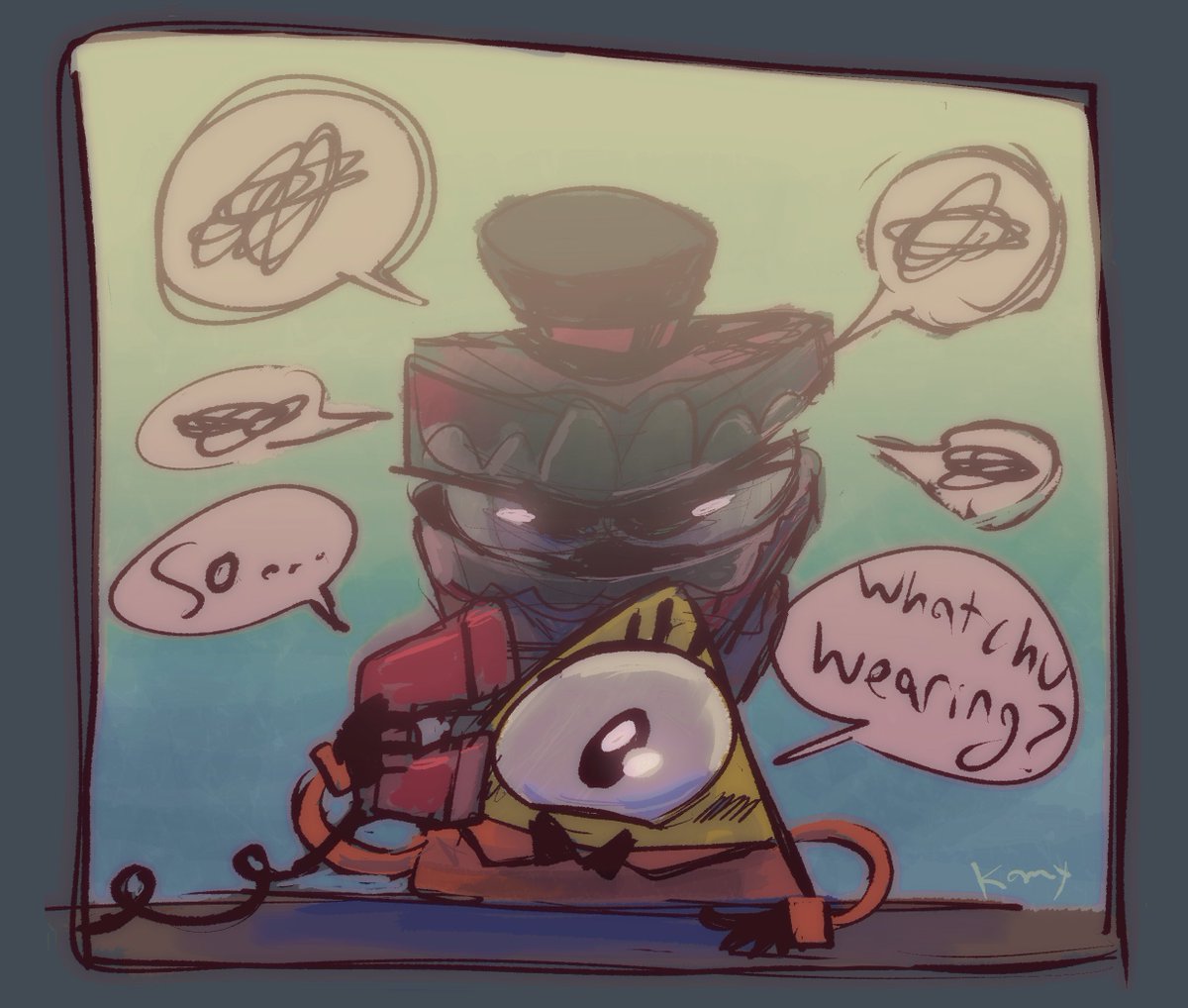 Kamy2425's tweet photo. I love me some jealous Caine.

#Theraprism #billcipher #caine #sixer #digitalpossession #illuminateeth #billford #tadc #gravityfalls https://t.co/wtxmpGM5aD
