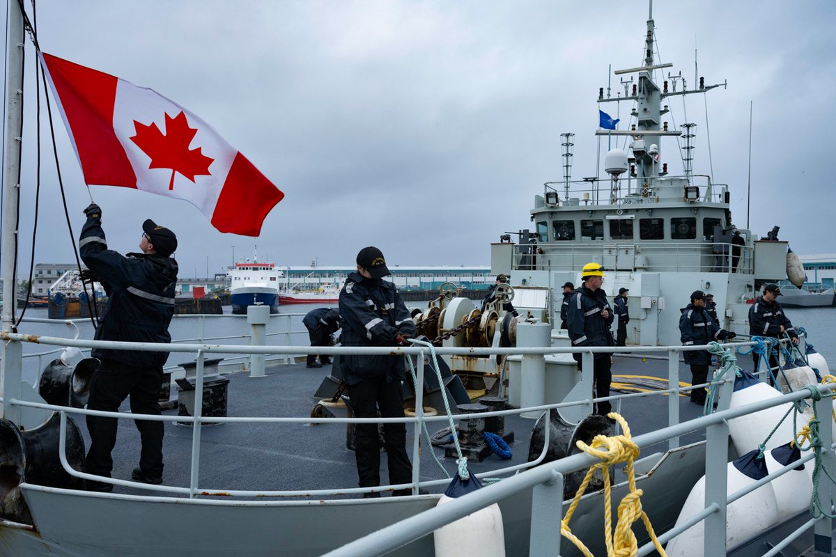 ReadyAyeReady's tweet photo. Royal Canadian Navy sailors in His Majesty's Canadian Ship EDMONTON prepare to depart Reykjavik, Iceland, Operation REASSURANCE, 22 August 2026. Photo: Sailor 1st Class Ryce, Canadian Armed Forces Photo. #RCN #Photo #RoyalCanadianNavy https://t.co/wKtnO2c6Wv