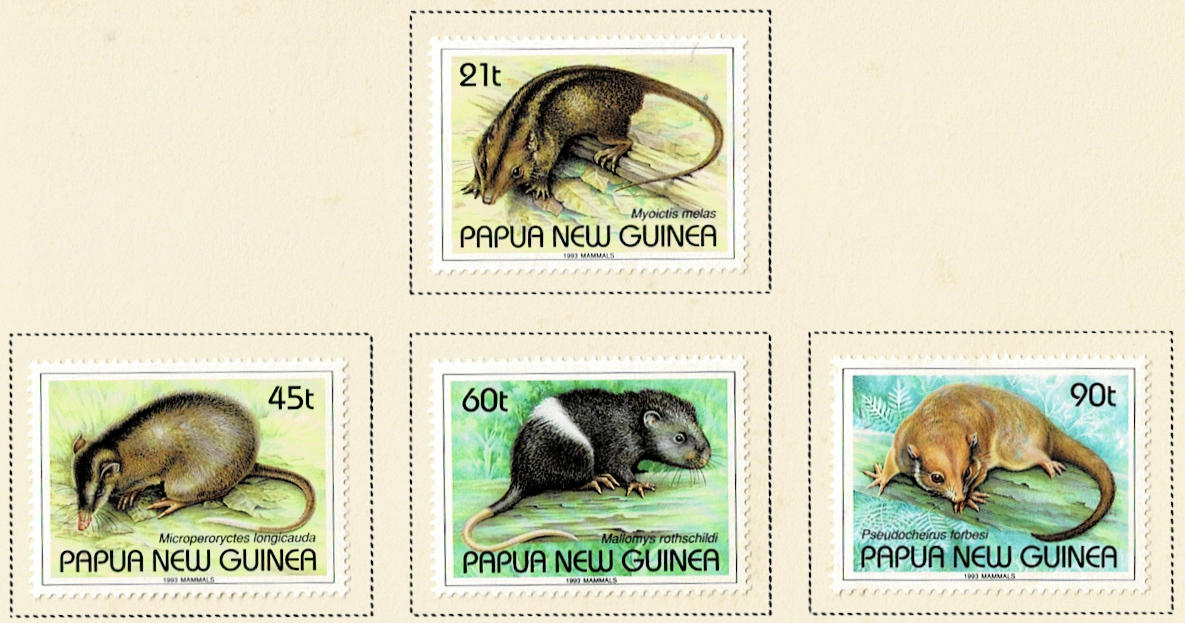 B6Ldx's tweet photo. 【Papua New Guinea 1993 Mammals】
パプアニューギニア発行の哺乳類4種セットで、クロフクロアリクイ、ロングテールバンディクート、ロスチャイルドモリネズミ、ロスチャイルドリングテイルが描かれています。
#切手 #切手収集 #philately #stamps https://t.co/7jwaxhCT2O