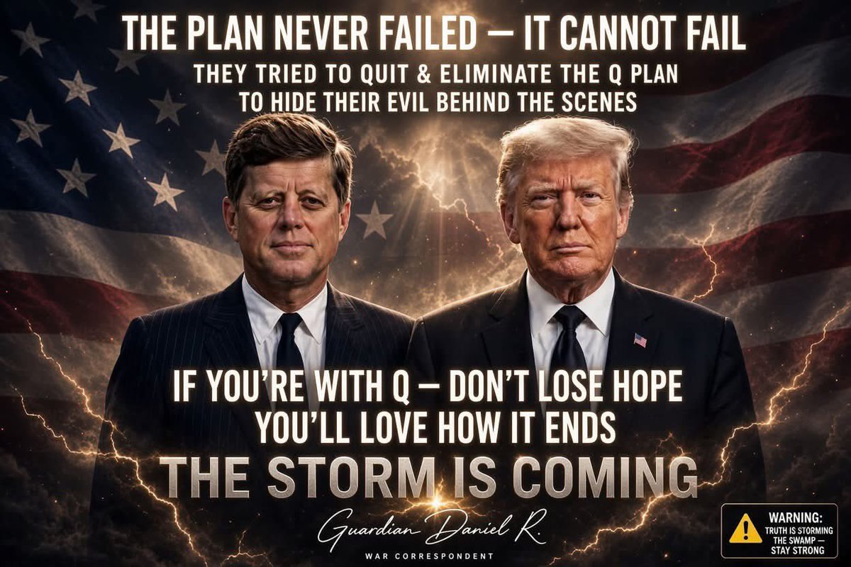 Real_JFK_Jr_'s tweet photo. The Plan was never about one man. It was never about one moment. It was about the unbroken thread of truth that refuses to die.
From the days when a young President stood against the darkest forces of his time, speaking of secrets that could not stay buried, to the hour when another man rose and declared that the swamp would be drained — the same current has been flowing. They tried everything. They tried to silence it. They tried to mock it. They tried to bury it under layers of distraction, fear, and division. They even tried to convince the world that the Plan itself had failed… that hope was foolish… that the storm would never come.
But a Plan rooted in truth cannot fail. It can be delayed. It can be attacked. It can be twisted in the mouths of those who fear it. Yet it cannot be extinguished. Because the Plan was never theirs to kill. It belongs to the people who still refuse to look away. It belongs to every soul who sensed that something was deeply wrong behind the curtain and chose not to go back to sleep.
They worked overtime to make you doubt. They wanted you exhausted. They wanted you to quit believing that justice could still arrive. They wanted the Q Plan erased from memory so their own hidden designs could continue in the shadows without resistance. But every time they thought they had succeeded, the same quiet fire rose again in the hearts of those who remember.
If you are still standing… if you still feel that pull in your spirit that says “this is not over”… then you already know: the ending was written long before the chaos began. And those who stayed faithful through the long night will understand why the wait was necessary. The Storm was never a threat. It was always a promise.
The legacy continues. The Plan stands. The truth is rising.
What will you choose to believe when the final chapter finally unfolds before your eyes?
DO YOU SUPPORT THEM
YES
OR
NO
