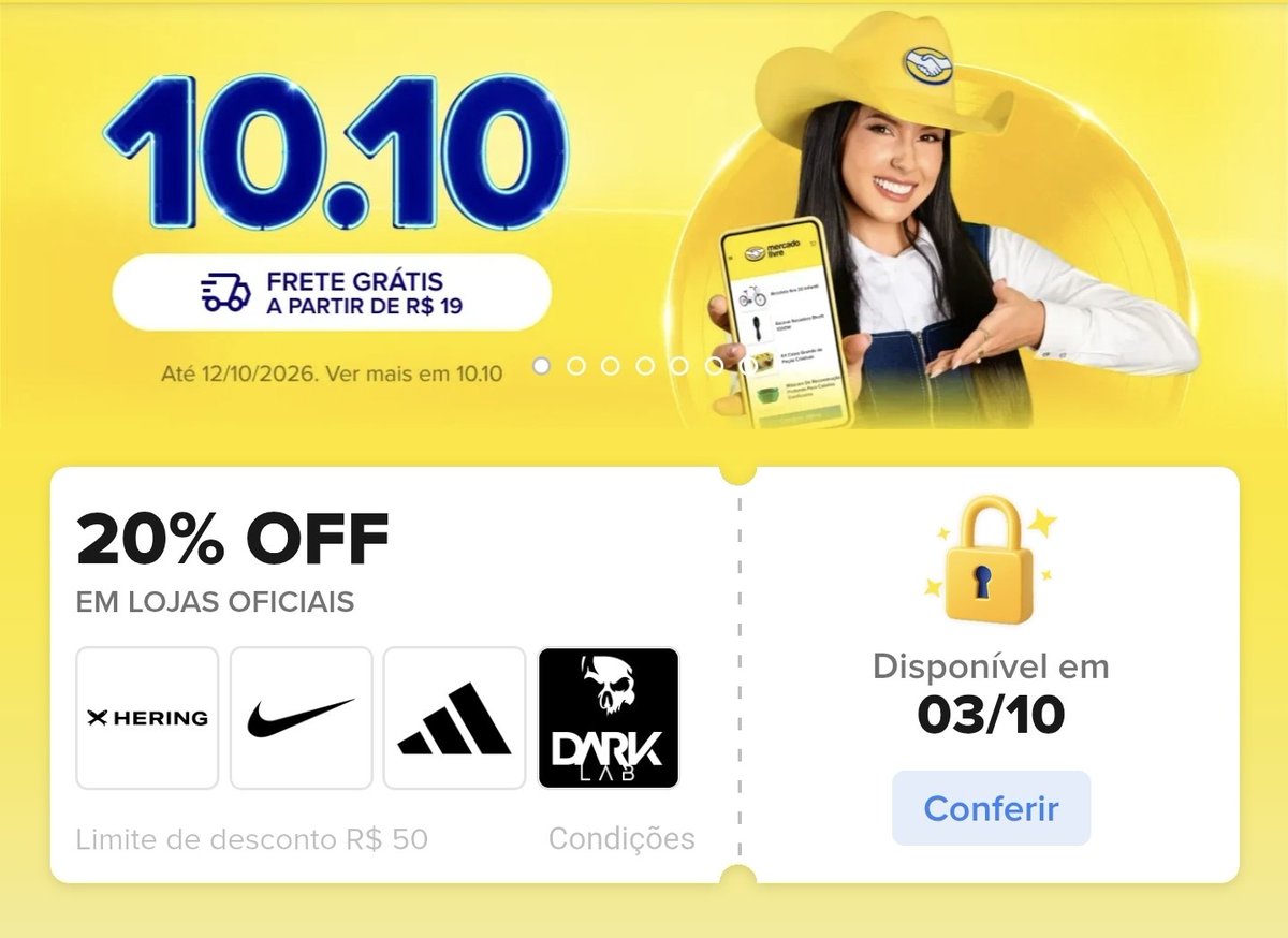 clubeoraculo's tweet photo. 🚨 BAITA CUPOM MERCADO LIVERE LIBERADO!

👉🏽 Resgate agora, use a partir das 00h.

⬇️ Como Resgatar: 
1. Abra o APP do Mercado Livre: https://t.co/E1LrWXZFkd
2. Vá à página principal/inicial do app;
3. Clique no banner "Cupons Relâmpago do 10.10";
4. Resgate o cupom de 20% OFF;

⚠️ SÓ ATIVA ÀS 00H PARA QUEM RESGATAR AGORA!