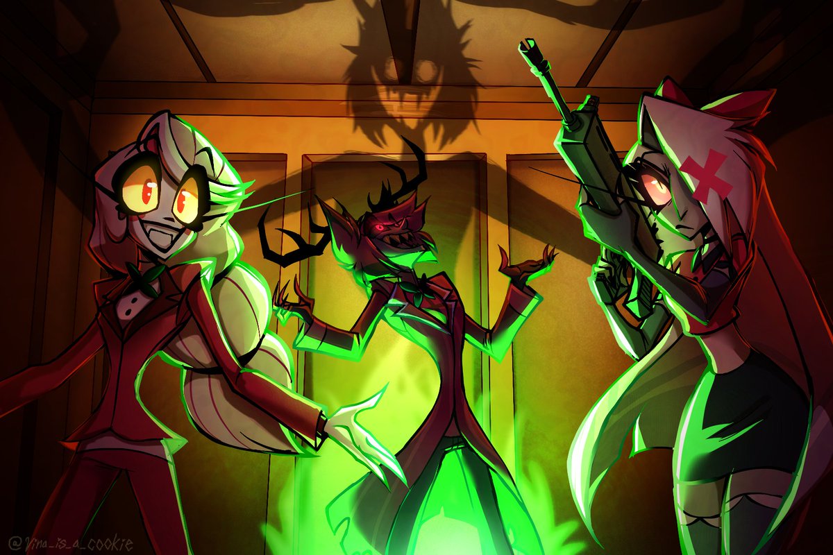 Serenityanimat1's tweet photo. Chaggi🌈🎀‼️‼️‼️
And some guy farting green out I guess 🤔 
#HazbinHotel #chaggi https://t.co/vkjfhBFH9U