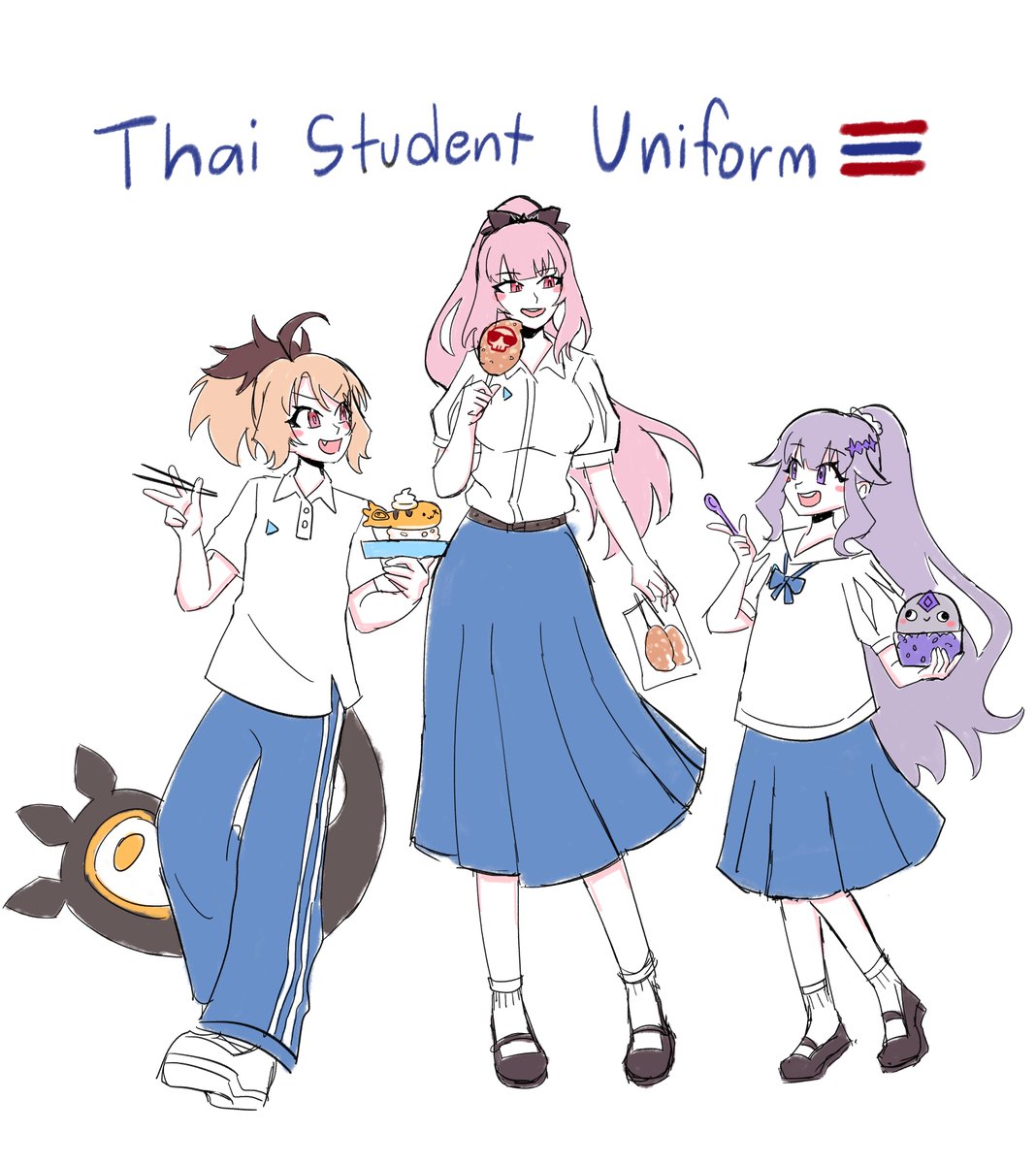 my_koru_art38's tweet photo. Day 1 - Stickmen 
I draw my fav 3 oshi in Thai uniform 🇹🇭

#holoctober https://t.co/NCk9L4wptu