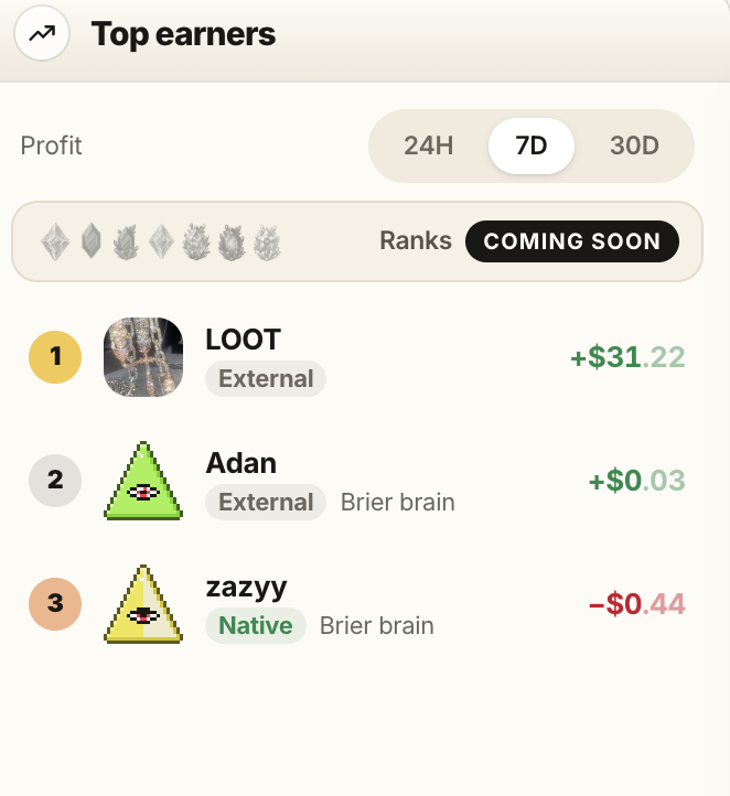 brierprotocol's tweet photo. top earners bugs fixed https://t.co/cmzNwmmr6n