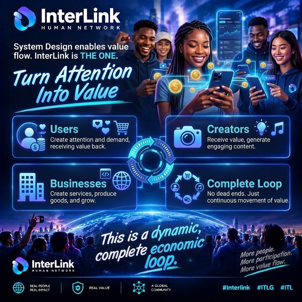 highersef's tweet photo. Value flows where systems are built right.
InterLink is designed for one thing:
continuous value flow.
Users → Creators → Businesses → Users
A complete economic loop.
No dead ends. Just movement.
#Interlink #ITLG #ITL https://t.co/HPhXgd2VT2