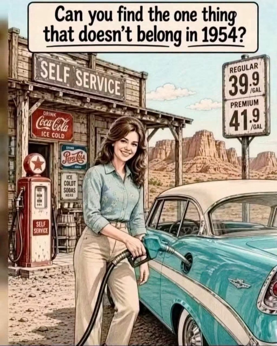 Urs__01's tweet photo. Something in this 1954 scene is completely out of place.

Can you spot the historical mistake? 🕵️‍♂️ https://t.co/Sms5MLsLbA