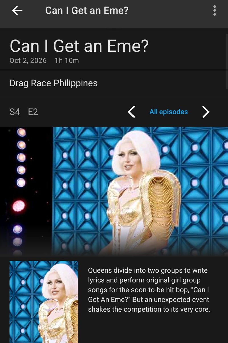 iamarrahcolby's tweet photo. Sitting at a 9.8 on IMDb and it’s not even done yet! ⭐️🇵🇭 Drag Race Philippines S4 E2 ("Can I Get an Eme?") was an absolute masterclass 🔥 Literally gagged, this franchise continues to prove why it’s top tier! 💅👑 #DragRacePH #DragRacePhilippines https://t.co/Z6bmU0jm17
