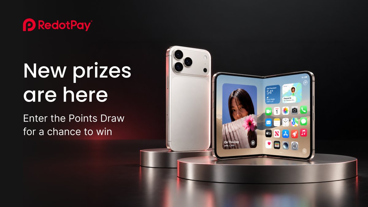 RedotPay's tweet photo. 📱Redeem points for prize draw entries and stand to win an iPhone Duo or 18 Pro Max!

What should we add next? Comment your pick for a chance to win 1,000 Points.

To enter:
1️⃣ Like & Comment
2️⃣ Send this post to 2 friends
⏰ Ends Oct 10, 23:59 UTC

⚠️ Eligible users only. Terms apply.